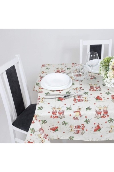 ANTBRO ® Christmas tablecloth in cotton and polyester with reindeer, 100x135 cm