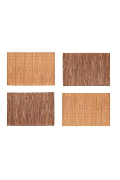 OEM Set of 4 bamboo plate mats, 43x30 cm, brown shades