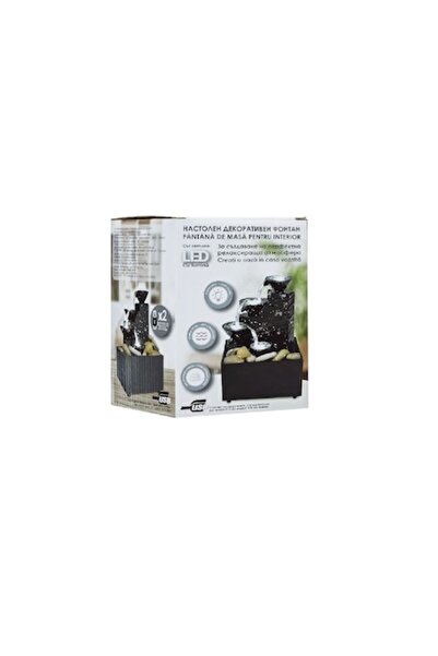 NO BRAND Tabletop fountain with steps and stones, 11x9x17 cm, Black