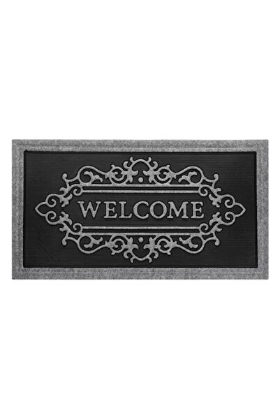 VENITIVO VINDEM CELOR INTELIGENTI VENITIVO entrance mat, non-slip rectangular, raised 'Welcome' message, 90x50x0.5 cm, gray/black