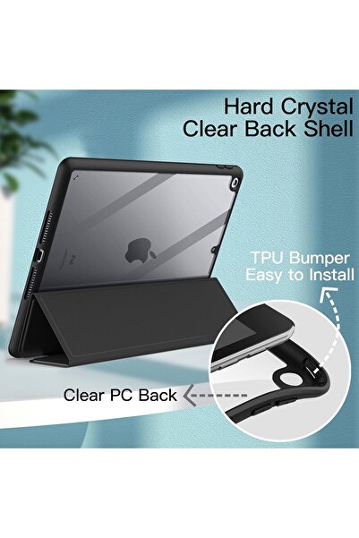 JETech iPad 9.7 Case (5th/6th Gen, 2017/2018) – Transparent Back, Pen Holder, Auto Sleep/Wake, Bla