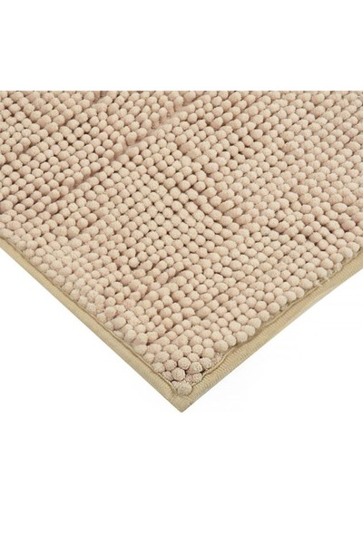 OEM Bath mat made of polyester and TPR, microfibre, soft and absorbent, beige, 75x45cm, rectangular