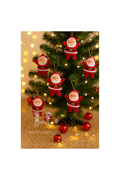 HAPPYLOOPPARTY عيد الميلاد 6 قطع سانتا كلوز الكرمة زخرفة شجرة الصنوبر اللون ا...