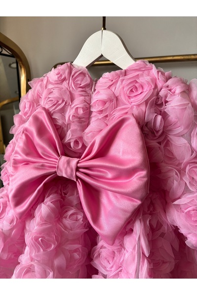 Laresse Gül Desenli Uzun Kollu Kız Çocuk Abiye Elbise