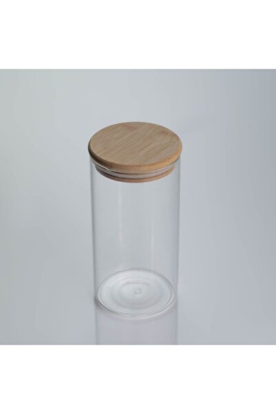OEM Transparent heat-resistant borosilicate glass storage jar with bamboo lid, 750 ml