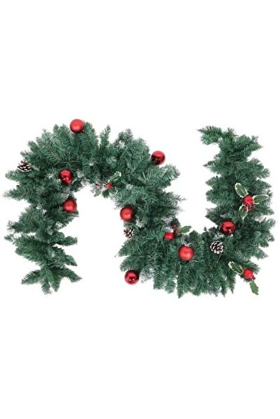 ANTBRO Ghirlandă de Crăciun verde cu globuri roșii, PVC, 2 metri