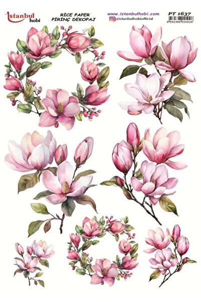 İstanbul Hobi Pirinç Dekopaj Kağıdı 30x42cm PT-1637 Çiçek