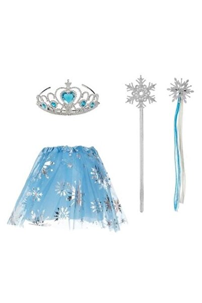 ANTBRO Girls' Dress-Up Set, 4 pcs – Blue Tutu Skirt with Silver Flakes, Silve...