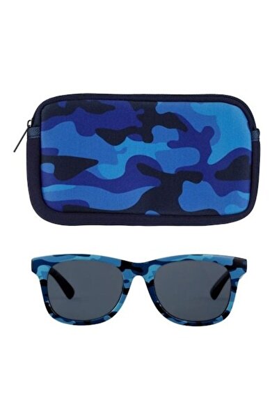 ANTBRO set - Ochelari de soare pentru băieți cu ramă albastră „army” și carca...