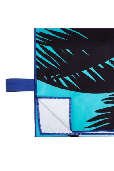 OEM Prosop de plajă, microfibră, uscare rapidă, albastru, model palmier, 180x100 cm