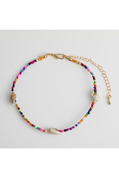 OEM Ankle Bracelet with Gold Chain, Colored Beads & Shells for Women
