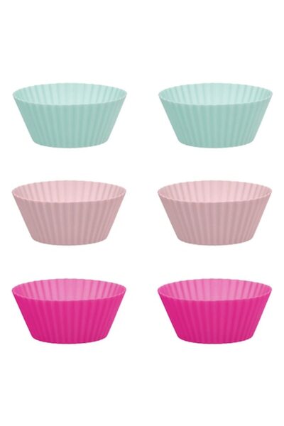 OEM Silicone molds in 3 pastel colors for cupcakes ø7x3cm - 6 pcs