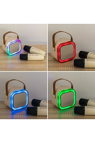 ANTBRO Portable Karaoke Set with RGB Lights and Wireless Microphones