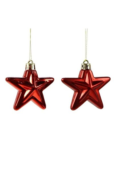 ANTBRO Set de 10 globuri de Crăciun Antbro® în formă de steluțe roșii, 7 cm