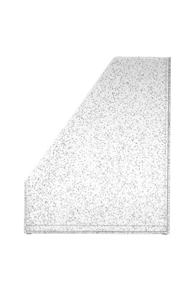 ANTBRO file holder, transparent plastic with silver glitter, 23 x 8 x 28 cm