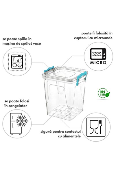 HOBBY LİFE Food storage container with handles and lid, BPA-free, Transparent, 1800 ml