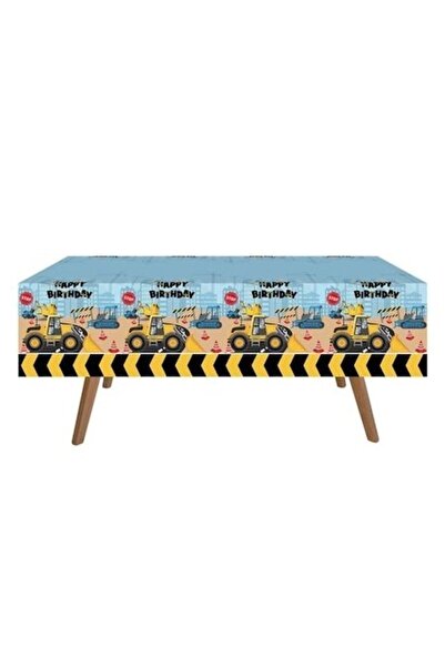 ANTBRO Πλαστικό Τραπεζομάντιλο Πάρτι Μπλε & Κίτρινο με Οχήματα Κατασκευών – 1...
