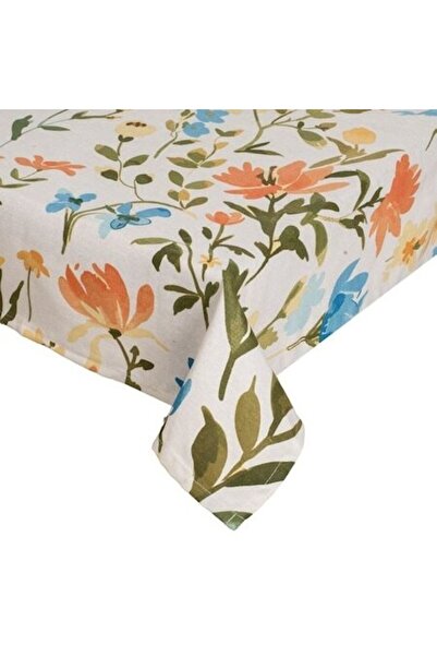 ANTBRO Summer ecru tablecloth with colorful flowers, 240×140 cm –
