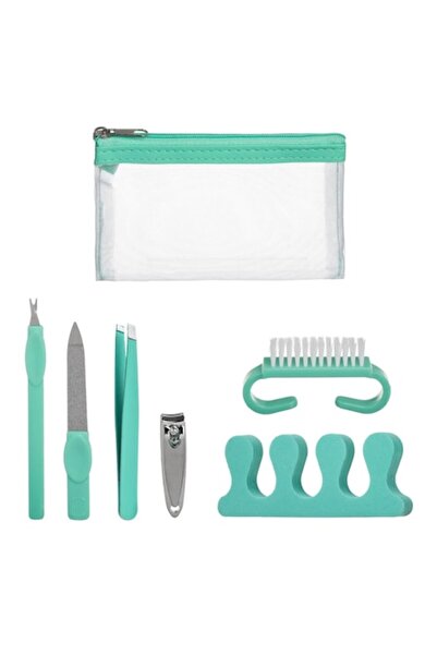 OEM Manicure & Pedicure Set Green with Transparent Pouch 12.5x7cm - 6 pieces