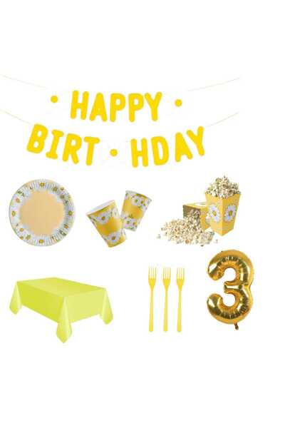 Mini Parti MİNİ PARTY STORE PAPATYA DOĞUM GÜNÜ PARTİ SETİ 8 KİŞİLİK