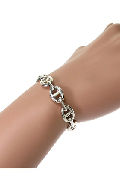 CAŞ DEKORASYON Silver Color Chain Steel Handcuff Bracelet
