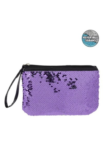 OEM Portfard Dama, Paiete Reversibile, Mov Gri, Fermoar Negru, 22x14.5cm