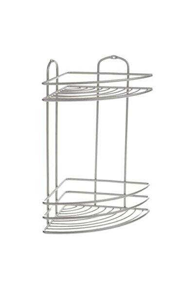 ANTBRO stainless steel corner bathroom shelf, 2-tier, silver, 21x21x28 cm