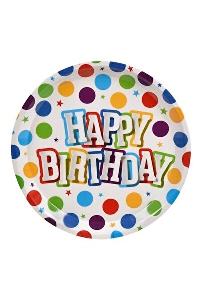 ANTBRO Farfurie de servire din plastic cu buline colorate „La mulți ani” – Ø3...
