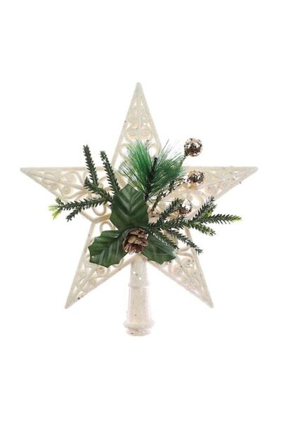 ANTBRO ® Top pentru brad de Crăciun - stea albă, spumă și plastic, 21 cm