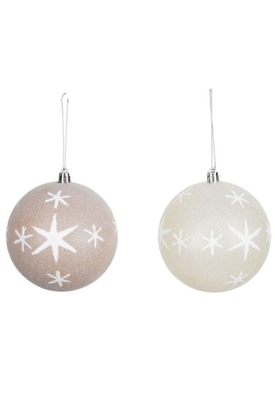 ANTBRO Set de 2 globuri de Crăciun Antbro®, maro și bej cu steluțe, plastic, ...