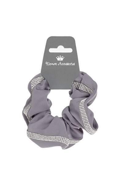 OEM Satin Textile Hair Elastic Pale Gray with Rhinestones for Women