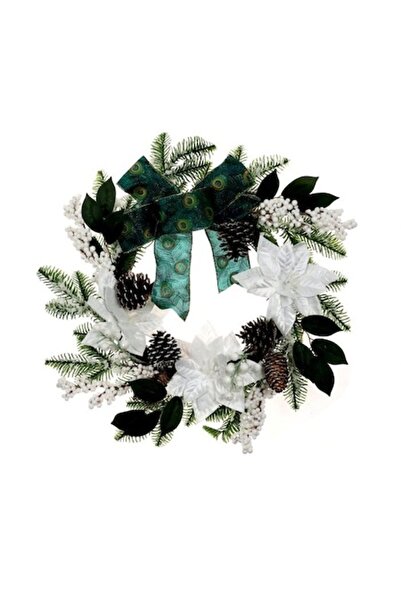 ANTBRO Coroană de Crăciun din polietilenă verde/alb, 50 cm