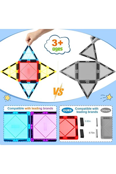 SWİFT 60 pc Magnetic Blocks Building Tiles | STEM Toys for Ages 3+