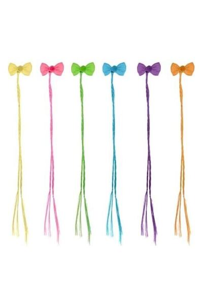 ANTBRO - Set de 6 agrafe de păr pentru fete cu pompoane și codițe, 32 cm