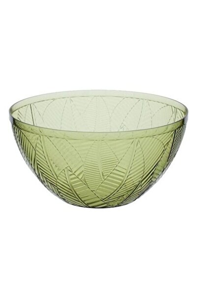 ANTBRO ® green plastic bowl with tropical leaf pattern, 4 L, reusable