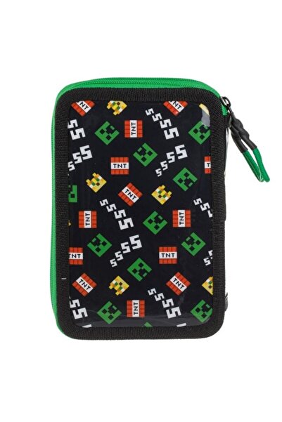 ANTBRO Minecraft 3D Double Equipped Pencil Case Black-Green 12.5x4x19.5 cm