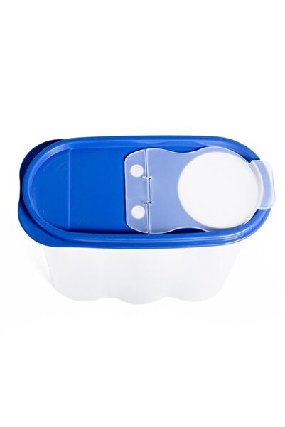 OEM Set of 3 food storage containers, plastic with blue lid, 1.7 L, 16x6.5x17 cm, transparent