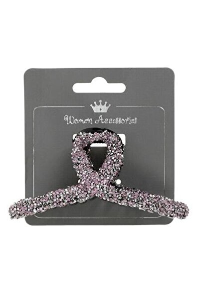 ANTBRO Agrafă de păr - Neagră cu pietre roz, formă de buclă, 11 cm