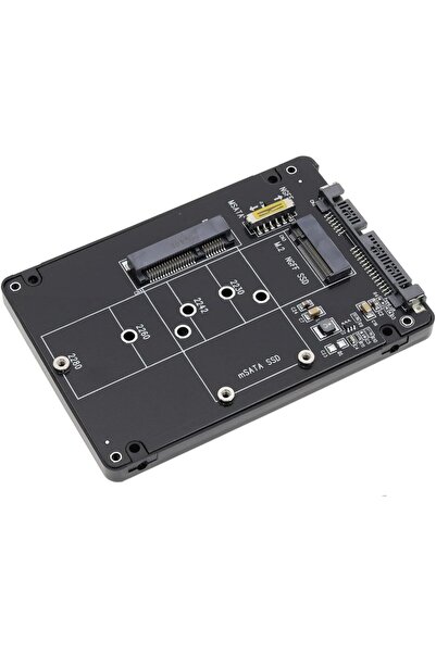 AXIYIBZI 2-in-1 M.2 NGFF B-Key & mSATA SSD to SATA 3.0 Adapter Enclosure (Black) -