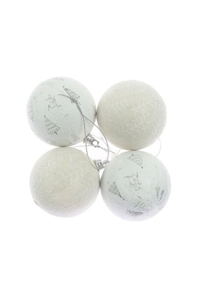 ANTBRO Set de 4 globuri de Crăciun în nuanțe de alb și verde deschis, plastic...