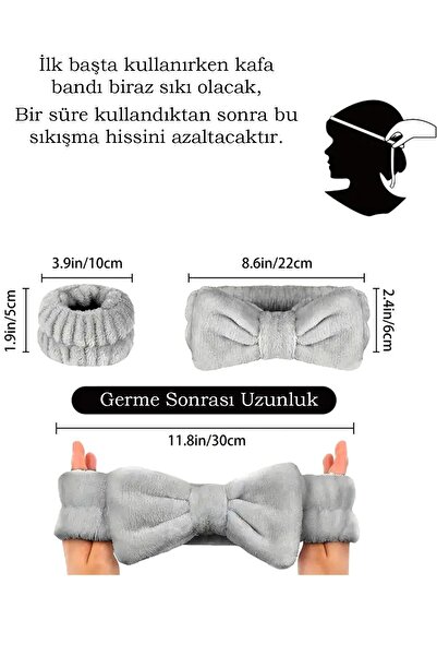 Teo Flanel Kırmızı Saç Bandı ve Bileklik Seti, Spa - Makyaj - Cilt Bakım - Yüz Yıkama Saç Bandı