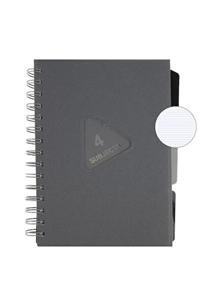 ANTBRO A5 Dictando Notebook Black-Grey with Spiral – 4 Sections, 128 Sheets – Premium School Sup
