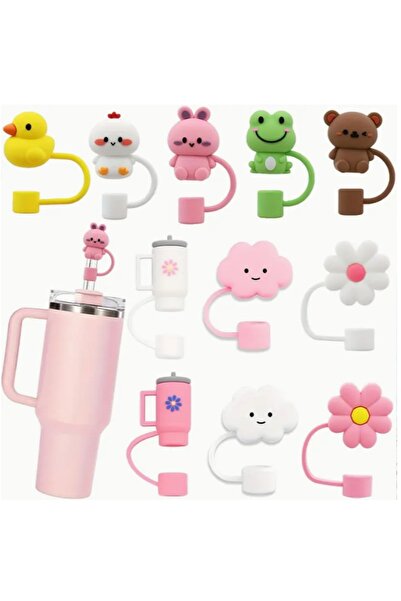Buycobox 1 Piece Stanl. Straw Stopper Silicone Cover, for Thermoses 30&40oz Shaped Straw Sleeve for 10mm Diameter