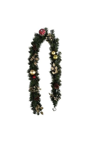 ANTBRO Ghirlandă de Crăciun, verde cu globuri și crenguțe aurii, PVC, 1,8 m