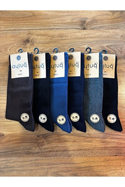 Aytuğ Премиум мъжки зимни безшевни бамбукови памучни удобни мъжки чорапи, 6-пакет