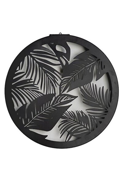 ANTBRO Decorațiune solară din metal negru cu model de frunze – Iluminat ambiental pentru grădină și terasă – Ø40