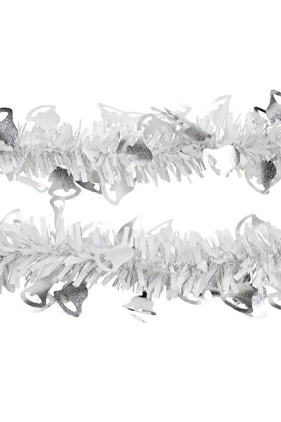 ANTBRO Beteală pentru brad de Crăciun, alb/argintiu, D 8,5 cm, 2 m