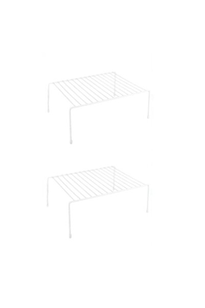 OEM Σετ 2 Μεταλλικών Ραφιών Οργάνωσης, 31.5x26x13εκ., Λευκό