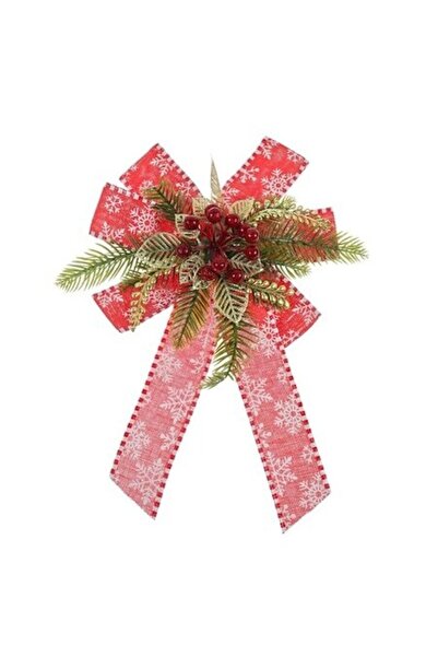 ANTBRO Fustă decorativă pentru brad de Crăciun, roșie cu fulgi de zăpadă, pol...