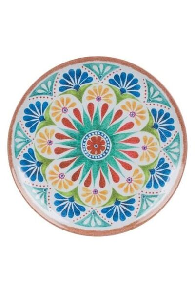 ANTBRO Melamine Plate with Tribal Pattern, 20 cm – Ethno Design, Durable and Lightweight